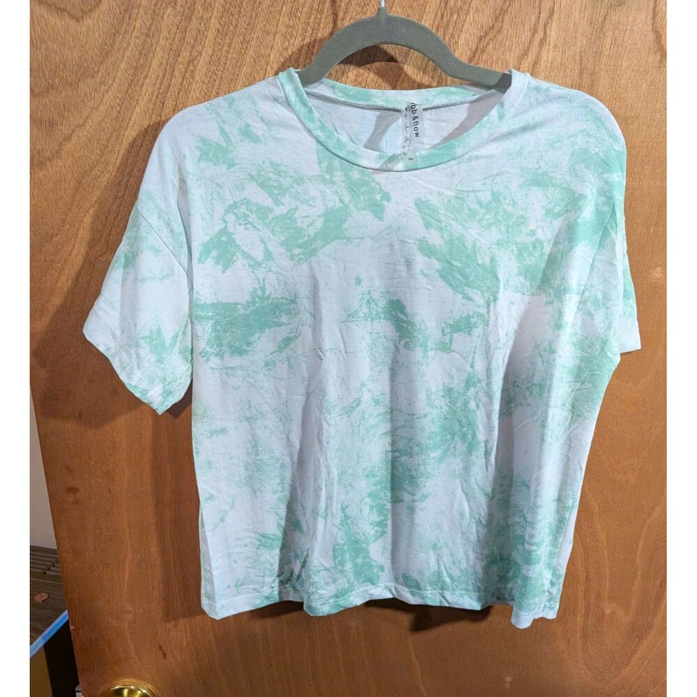 bb&flow Women’s M Green/White Tie-Dye Crew Neck Short Sleeve Jersey T-Shirt